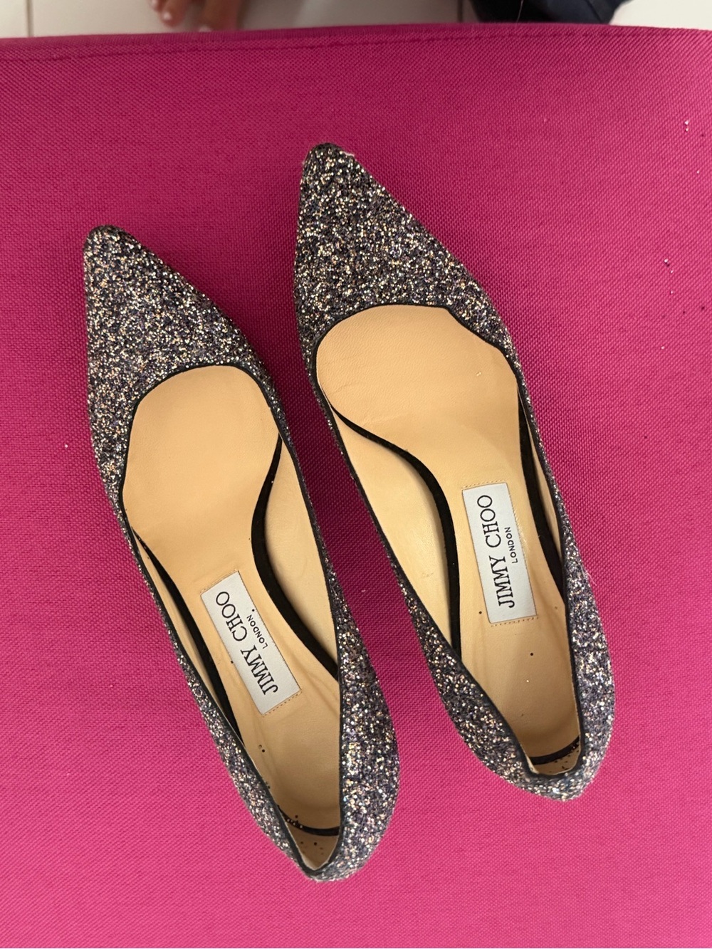 Jimmy Choo Sparkle Pointed-Toe Flats in Multitone Glitter